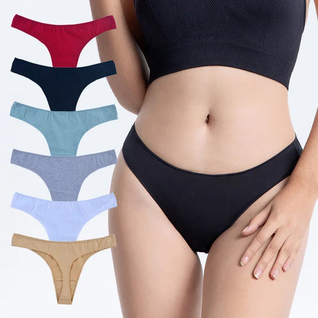 4Pcs/Set Cotton Thongs Women Low Rise Panties G-String Female Underpants Seamless Underwear Sexy Lingerie Intimates M-XL