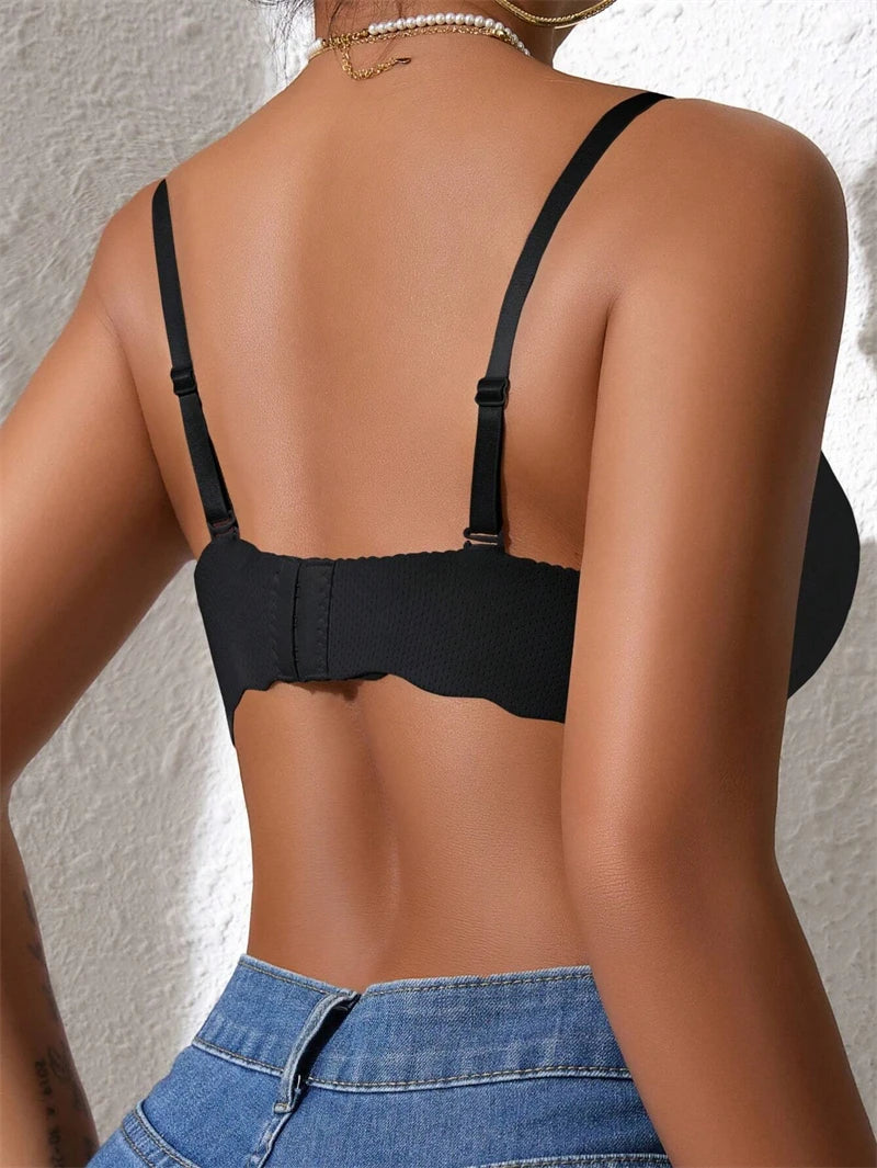 Women's Small Chest Underwear Seamless Push Up Bras Wireless Bralette Detachable Straps Breathable Brassiere Backless Lingerie