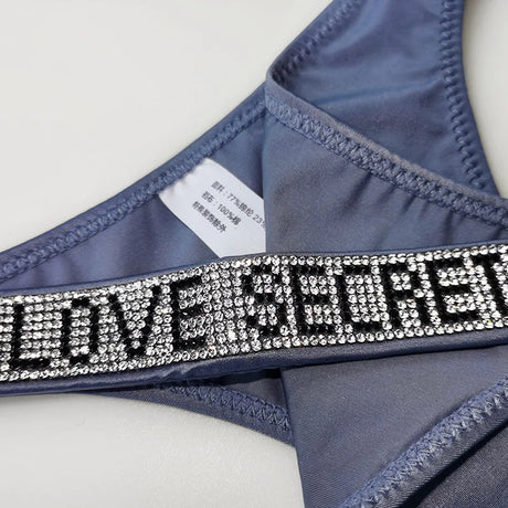 5Pcs Low Waist Sexy Panties Women Thongs Rhinestones Letter Diamonds G-string Sports Thong Shorts Briefs T-back Size S-XL