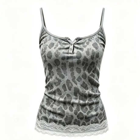 American Leopard Print Slips Bows Patchwork Lace Sexy Slim Crop Camis Top Fashion Women Y2K Outfits Festival Party Halter Vest