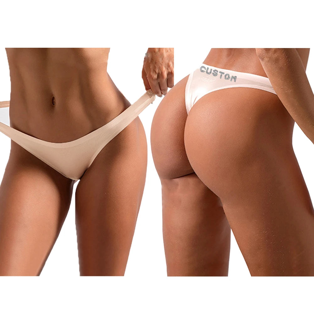 2pack Custom Thong with Name Crystal Letter Customized Thongs Women Underwear G-String Personalize Panties Lingerie Tanga