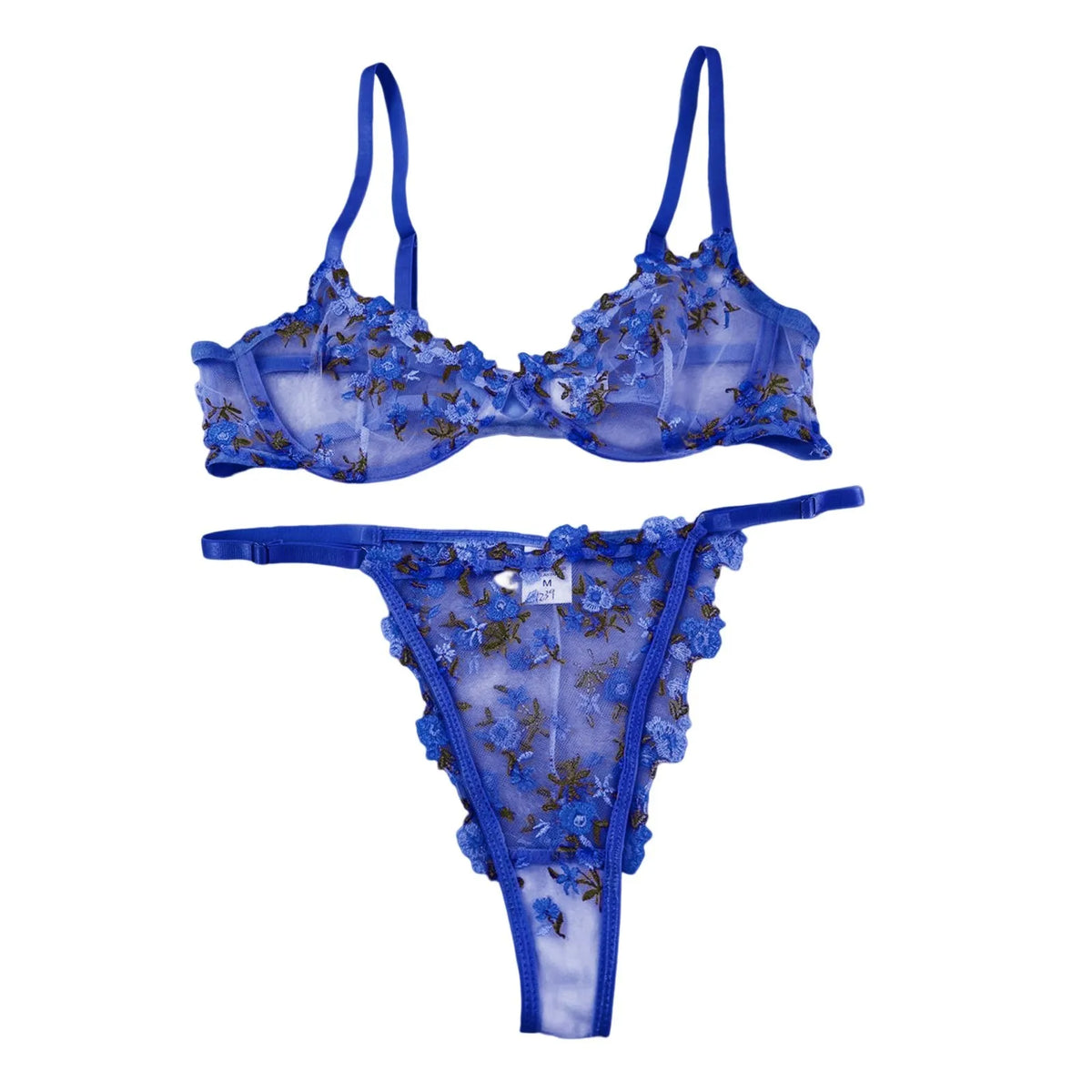 Lady Floral Embroidery Lingerie Set Women Sheer Bra And Brief Underwear Set Transparent Mesh Sexy Intimates Exotic Underwear Set