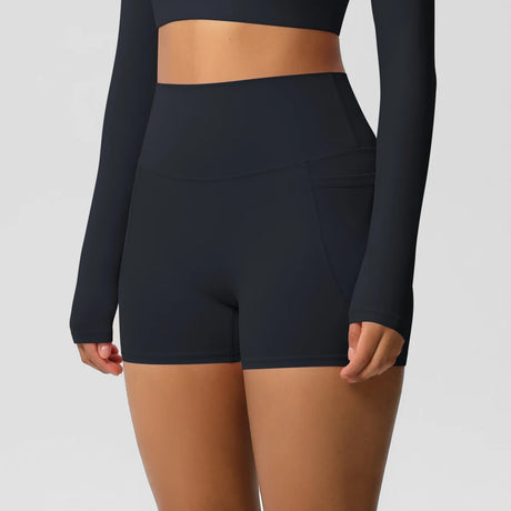 Solid Color Yoga Pants With Pockets Quick Drying High Waisted Gym Push Up Yoga Shorts for Woman Breathable Workout Fitness Short