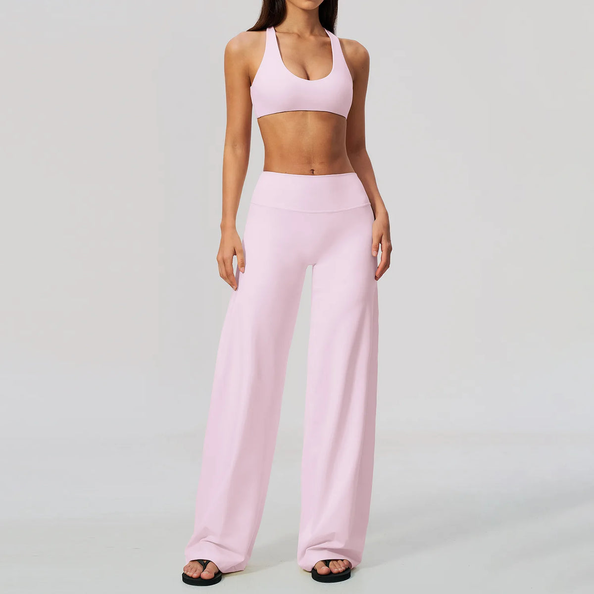 Women's 2/3Pcs Yoga Set Zip Jacket Sports Bra Cross Back Wide Leg Flare Pants Push Up Gym Set Workout Running Fitness Activewear