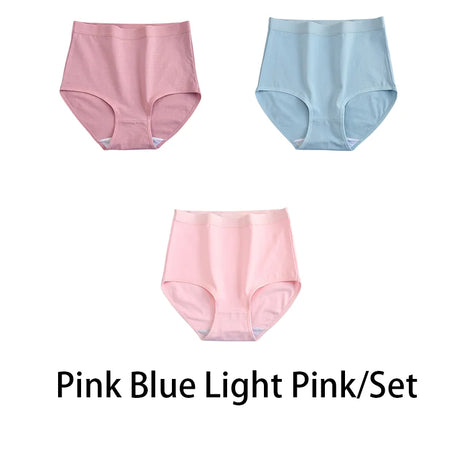 3PCS/Set M-3XL Women Plus Size Panties Cotton Underwear Lingerie 6 Solid Colors Sexy Female High Waist Seamless Briefs NKT2119
