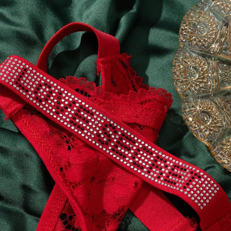 Lingerie Crystal Lace Flower Panties Cotton Crotch Embroidery Seamless Thong Underpants Low-waist Bikini Underwear Women Gifts