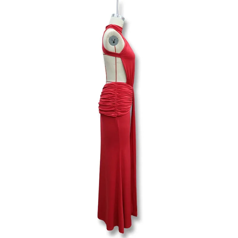 Women Solid Color Mermaid Evening Dress Sexy Open‑Back Slim Floor‑Length Long Gown Formal Banquet Party Maxi Dresses For Ladies