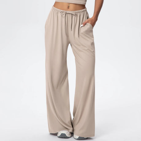 Women Quick Drying Wide Leg Yoga Pants Loose Yoga Pants High Waist With Pockets Fitness Sport Gym Workout Drawstring Full Length