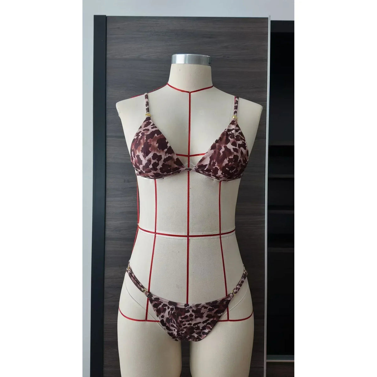 2025 Women's Leopard Print Triangle Strap-up Split Bikini Swimsuit Internet Celebrity Beach Seaside Sexy Bikini Swimsuit
