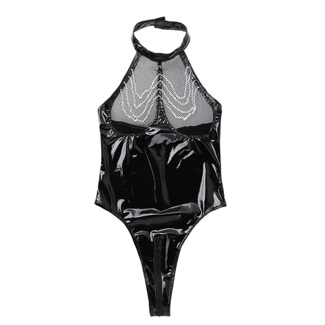 Lingerie Bondage Set Plus Size Leather Transparent Nightwear Dress Women Sexy Cosplay Uniforms Cosplay Erotic Costumes Role Play