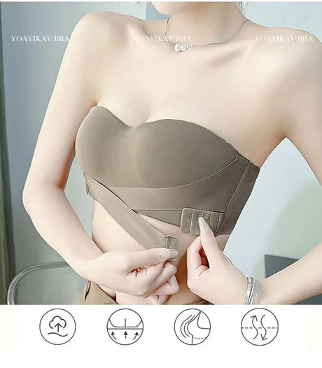 Big Breasts Underwear Sexy Lingerie S-Xl Plus Size Front Buckle Seamless One-piece Bra Cup Invisible Strapless Bra For Women