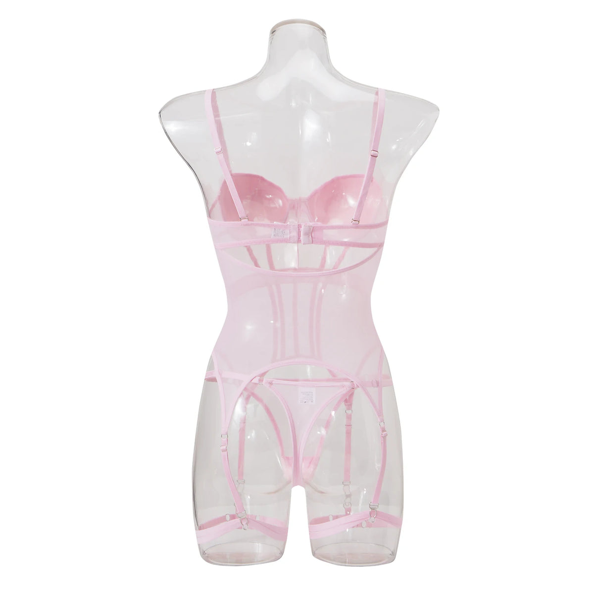 MUZISKAT Mesh Lingerie Luxury Brand Bodysuit Backless Tops for Women 3 Piece Lingerie Set with Garter Sexydresses for Women