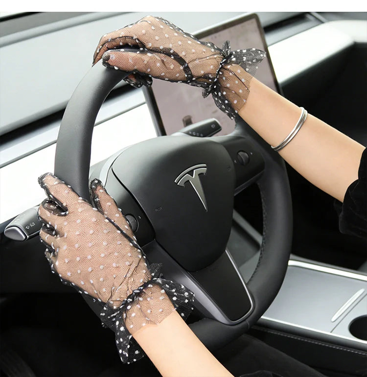 Short Dot Embellished Wedding Veil Performance Gloves for Women Netting Bridal Wedding Gown Polka Dot Gloves Breathable Gloves