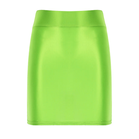 Womens Glossy Two-piece Outfit Oil Shiny Smooth High Waist Mini Skirt with Tank Top Nightclub Rave Outfit Pole Dancing Clubwear