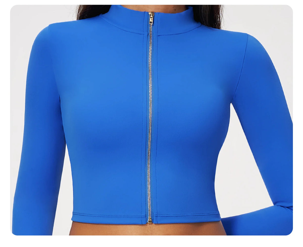 Yoga Long Sleeve Women's Zipper Sports Jacket Fitness Yoga Shirts Gym Top Activewear Running Coats Workout Clothes For Cycling