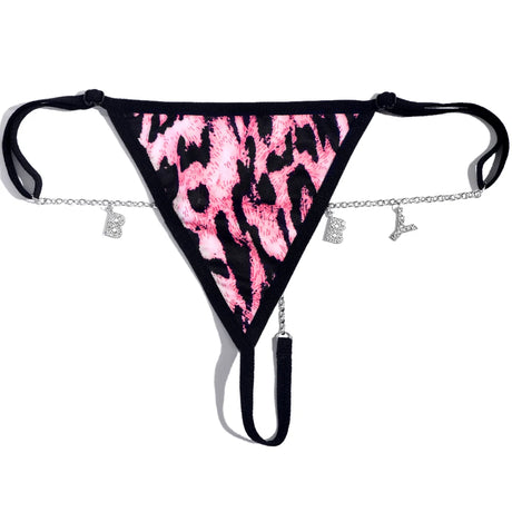 Customize Name Crystal Letters Waist Body Chain for Women Sexy Leopard Underwear Bikini Thong Body Jewelry Valentine's Day Gift