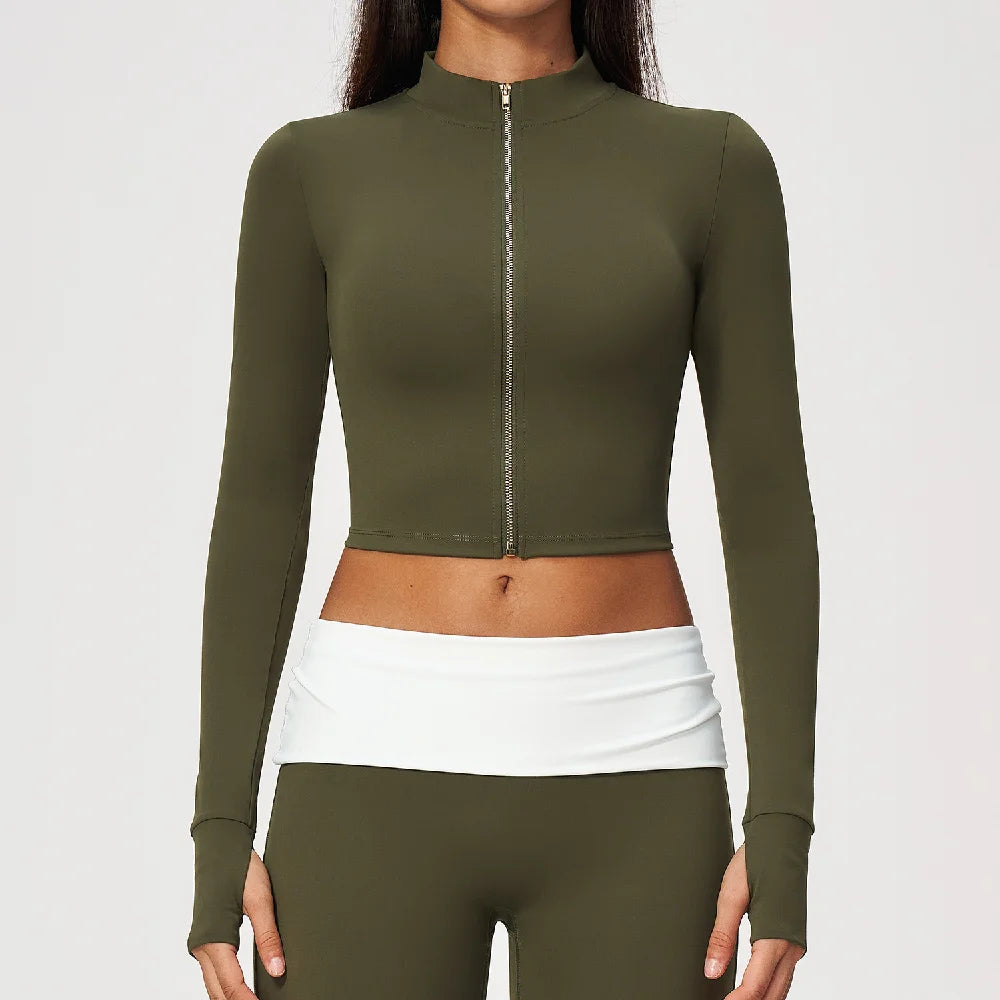 Yoga Long Sleeve Women's Zipper Sports Jacket Fitness Yoga Shirts Gym Top Activewear Running Coats Workout Clothes For Cycling