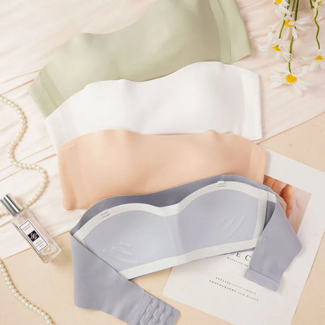 Strapless Seamless Push Up Bra for Women Non-Slip Anti-Sagging Bandeau Tube Top Invisible Underwear for Small Chest