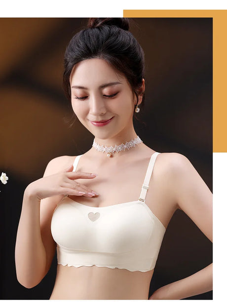 Women's Invisible Strapless Bra Front Buckle Design Anti-Slip Small Chest Gathering Markless All-match Beautiful Underwear