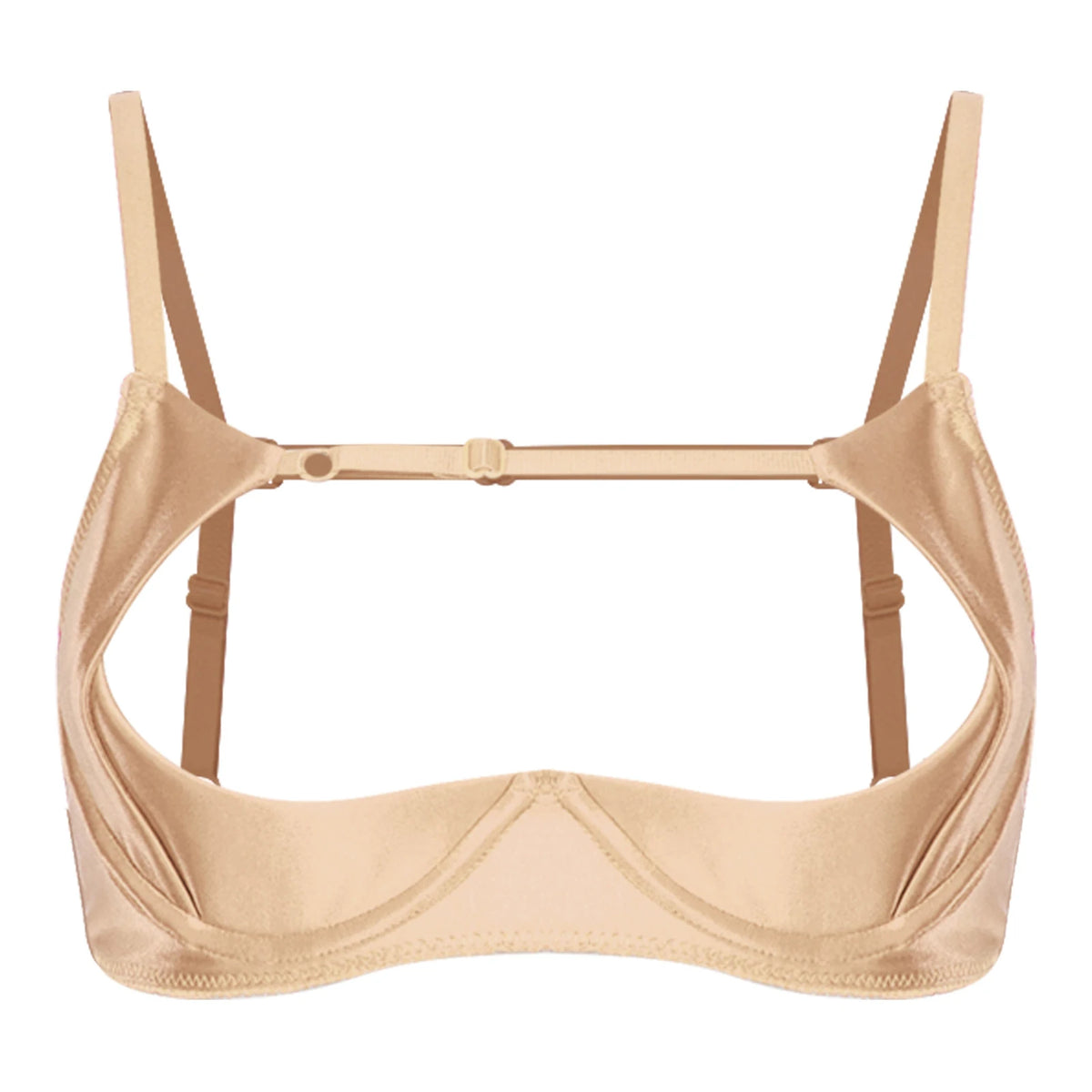 Womens Satiny 1/4 Cup Bra Solid Cut Out Adjustale Straps Underwired Shelf Bra Hollow Out Supportive Balconette Bra Underwear