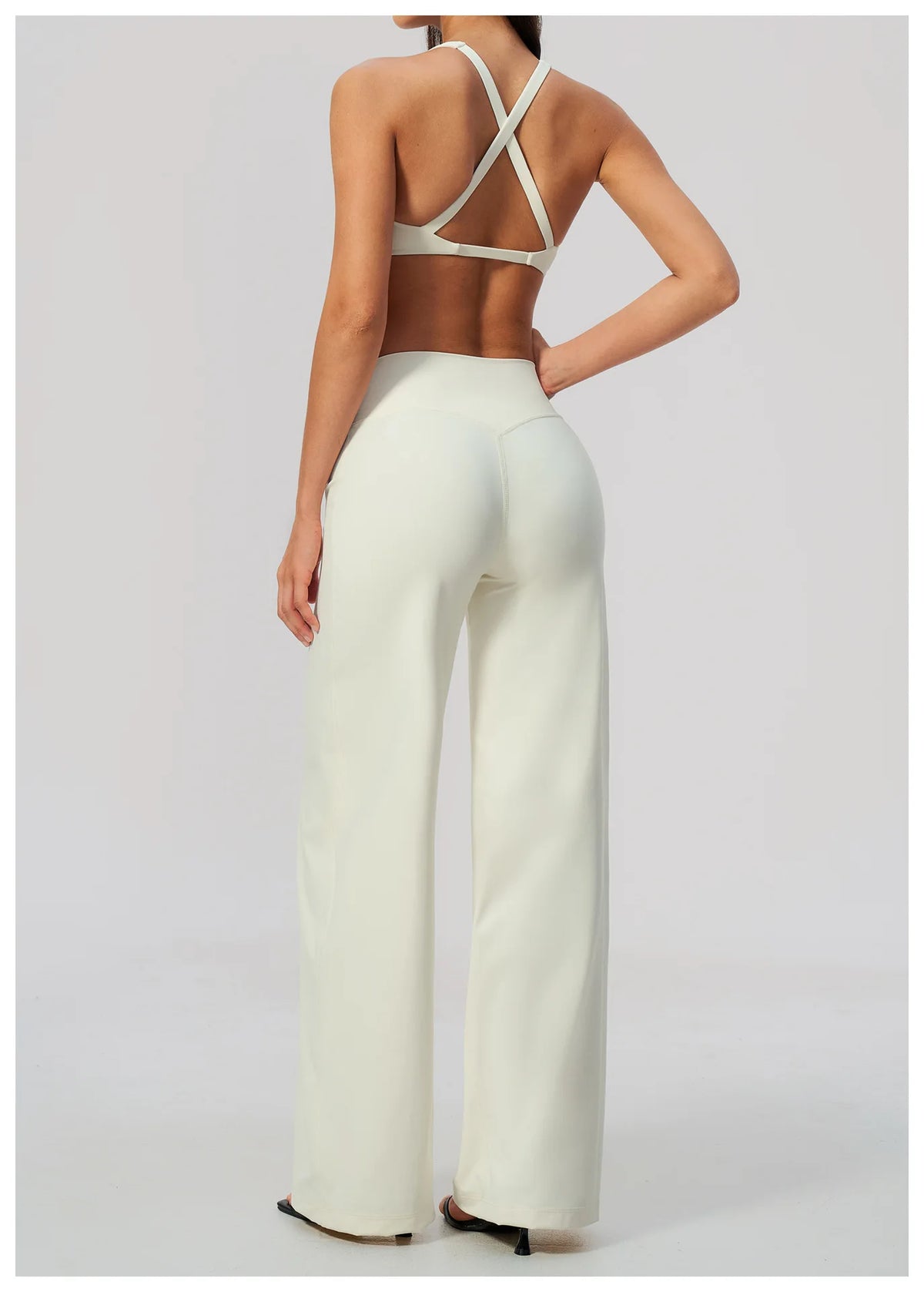 Women's 2/3Pcs Yoga Set Zip Jacket Sports Bra Cross Back Wide Leg Flare Pants Push Up Gym Set Workout Running Fitness Activewear