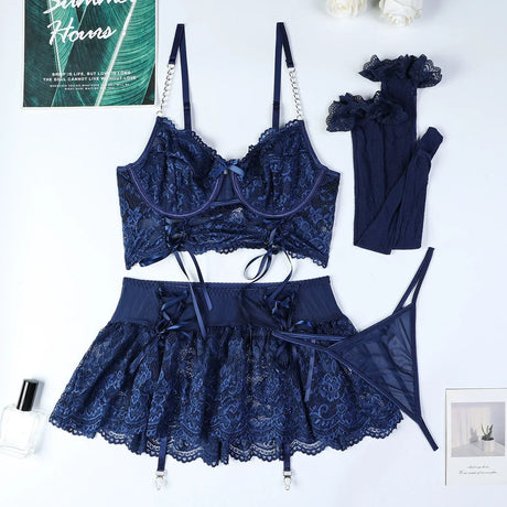 Fancy Sexy Lingerie Lace Ultra Sexy Women's Intimate Ethical Underwear G-String Hot Skirt Ensemble Outfits Brazilian Underwear