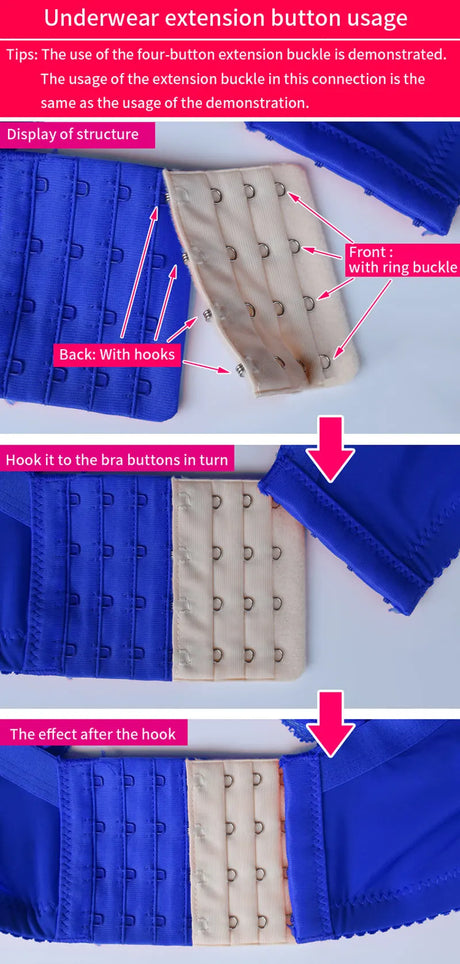 3-Row 3-Hook Bra Extender with Stainless Steel Hooks for Bras, Adjustable Extra Length Soft Velvet Back Closure (Multi Colors)