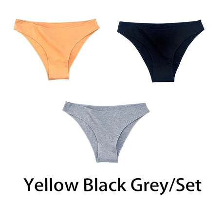 3PCS/Set Women Sexy Cotton Panties Low Waist Bikini Underwear Female Underpants Solid Color Soft Girls Briefs Intimates