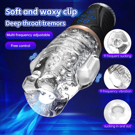 Automatic Male Masturbator Vibration Blowjob Sucking Machine Silicone Vagina Masturbation Cup Sex Toys Adult Goods for Men