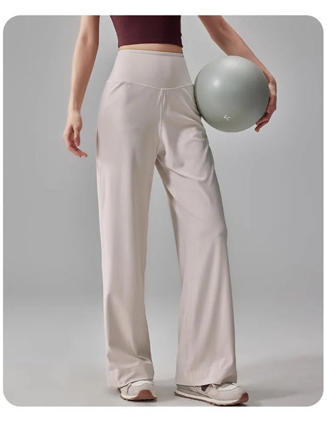 Women's High Quality Pants With Pockets High Waist Stretch Loose Sweatpants Nake-Feeling Sports Leisure Yoga Workout Pants