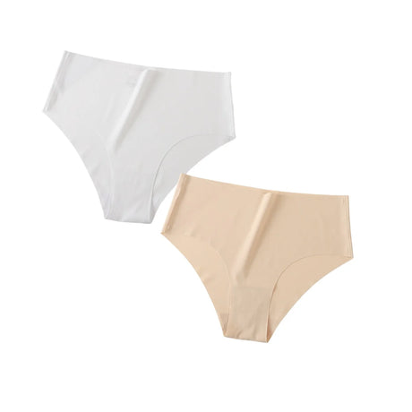 2Pcs/Set Ice Silk Panties Seamless High Waist Briefs Women Full Coverage Underwear Female Underpants No Show Sexy Lingerie XS-XL