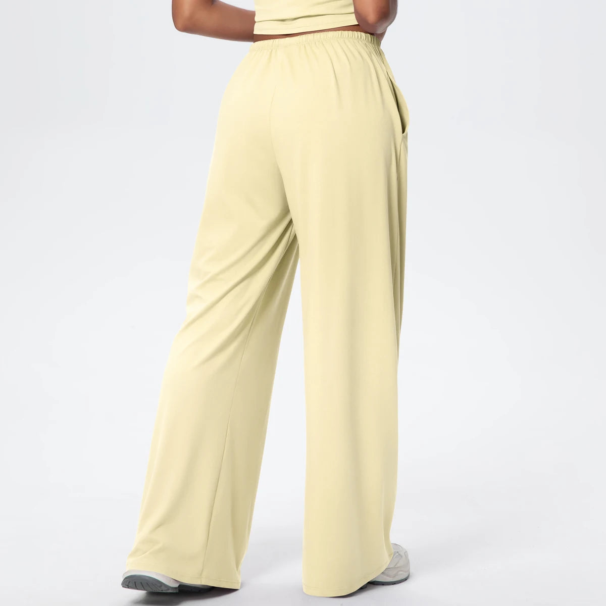 Women Quick Drying Wide Leg Yoga Pants Loose Yoga Pants High Waist With Pockets Fitness Sport Gym Workout Drawstring Full Length