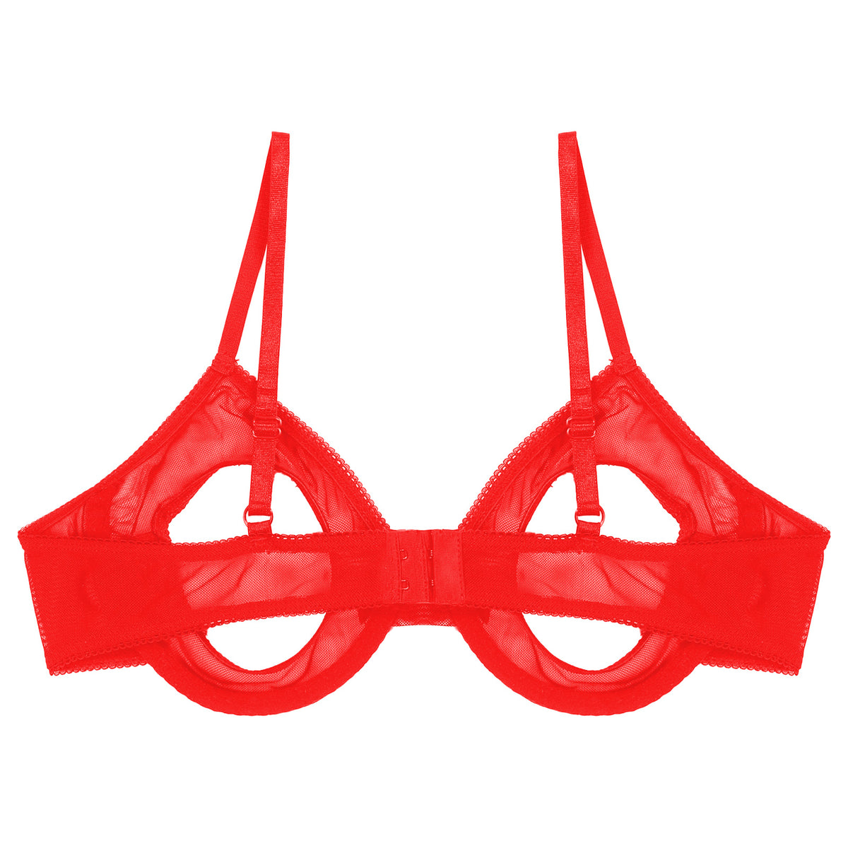 Women's Sheer Mesh Hollow Out Open Nipples Underwired Bra Tops Push Up Unlined Bralette Bra Sexy Brassiere Balconette Underwear