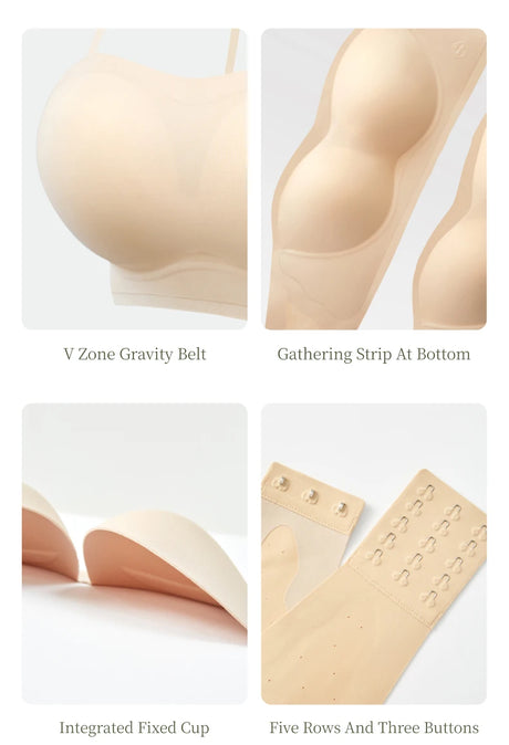 SUJIIN Invisible Strapless Bra for Women Wireless Seamless Push Up Bralette Lady Summer Convertible Multiway Lift Bras Female