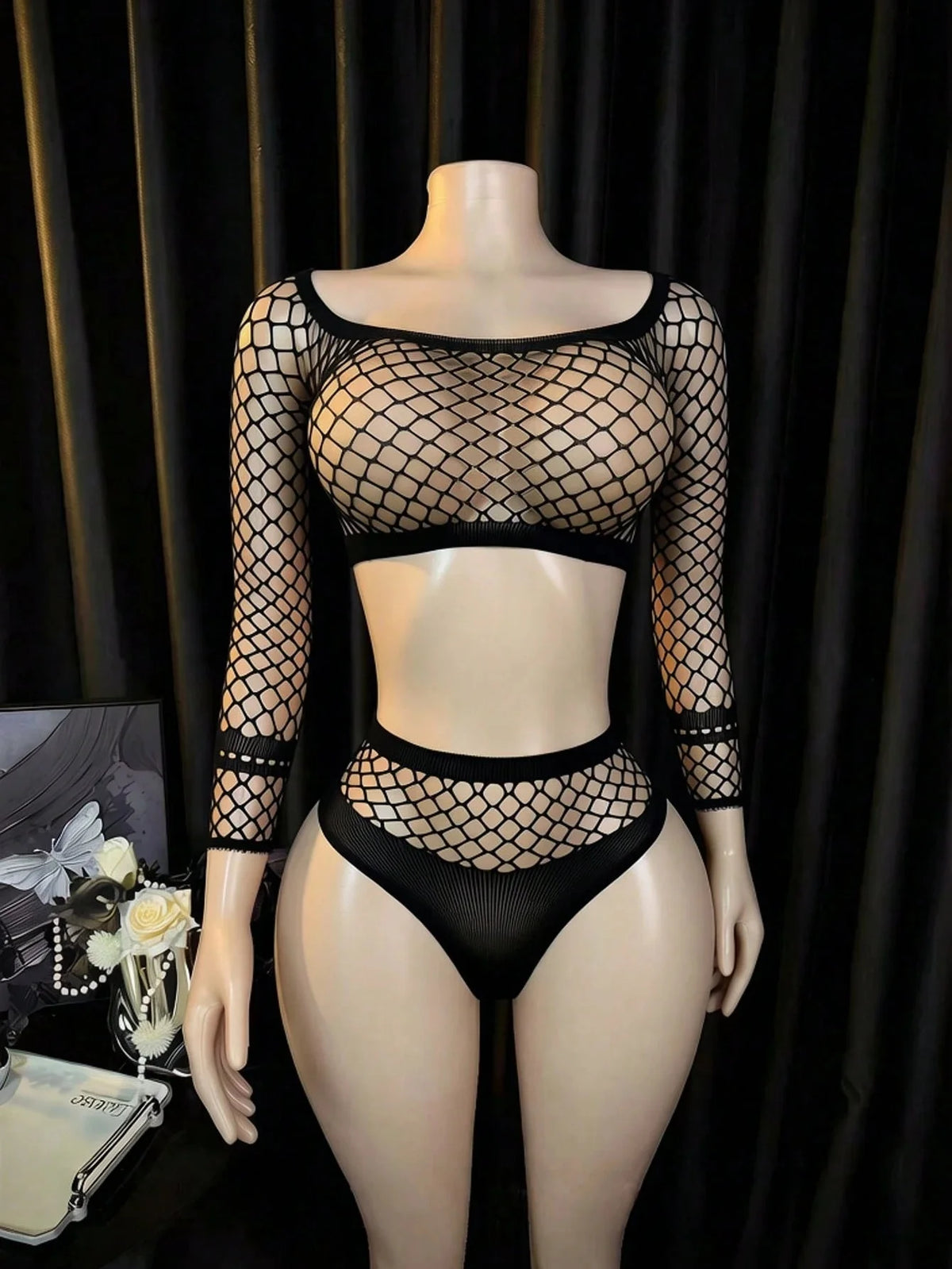 Erotic Crotchless Lingerie Mesh Hollow Bodysuits Underwear Female Teddies Bodysuit,Sexy Fishnet Bodystockings For Women