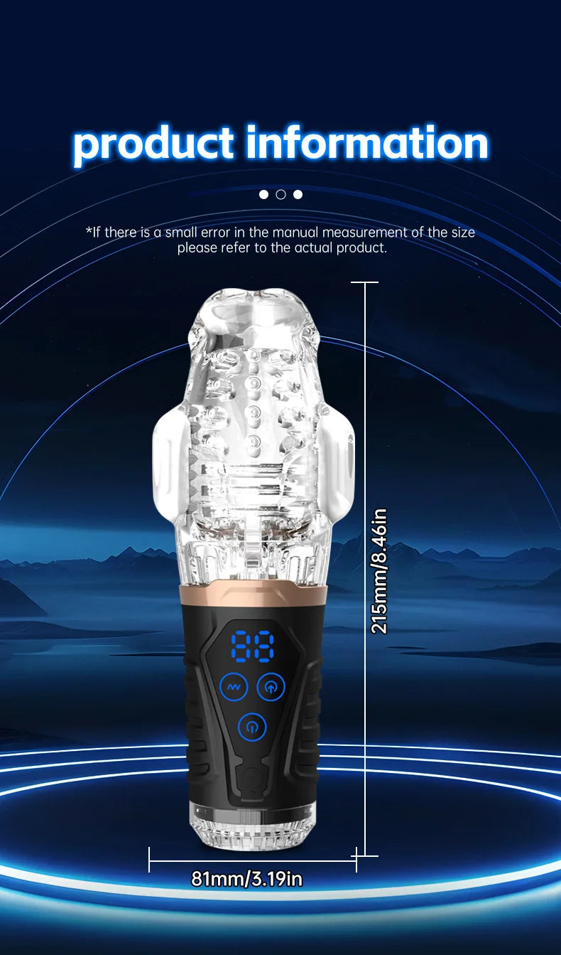 Automatic Male Masturbator Vibration Blowjob Sucking Machine Silicone Vagina Masturbation Cup Sex Toys Adult Goods for Men