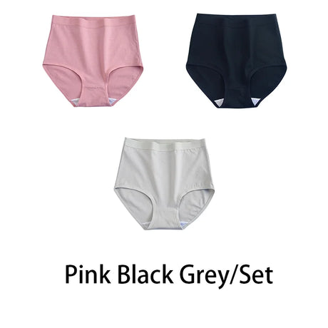 3PCS/Set M-3XL Women Plus Size Panties Cotton Underwear Lingerie 6 Solid Colors Sexy Female High Waist Seamless Briefs NKT2119
