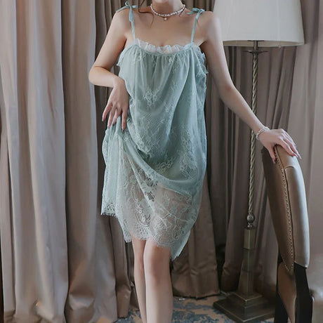 Plus Size Lingerie Lace Babydoll Chemise Nightgown Nighty Mesh Sleepwear Slip Nightdress Valentine Day Gifts For Women