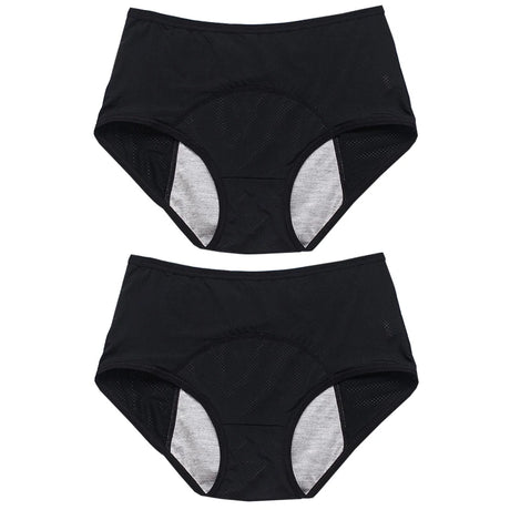 2pcs Women's Physiological Briefs Girl Menstrual Panties Ladies Period Leak Proof Panty Mid Waist Ice Silk Underwear
