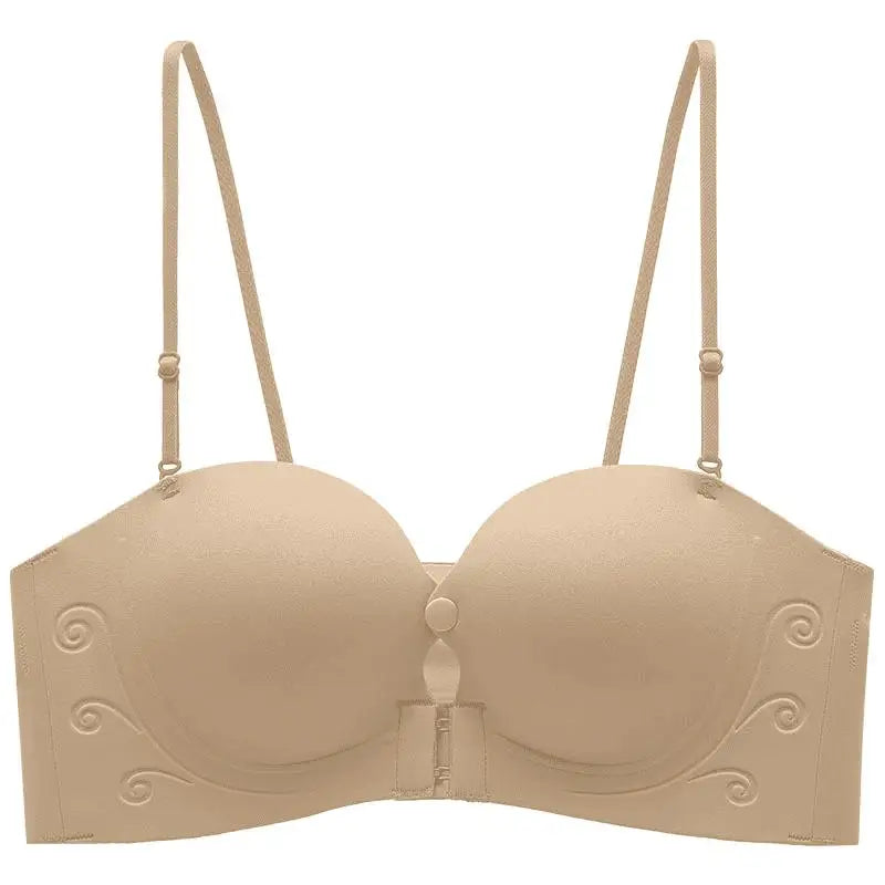 Front Fasten Balconette Bra Strapless - Lift Support Bralette Petite, Non Slip Invisible Comfort Everyday Wear Enhance Small Cup