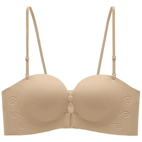 Front Fasten Balconette Bra Strapless - Lift Support Bralette Petite, Non Slip Invisible Comfort Everyday Wear Enhance Small Cup