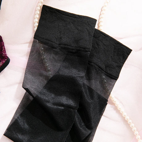 Women's 4-Piece Sheer Lace Lingerie Set Crisscross Strap Bra Garter Belt Long Socks Seductive Intimate Underwear