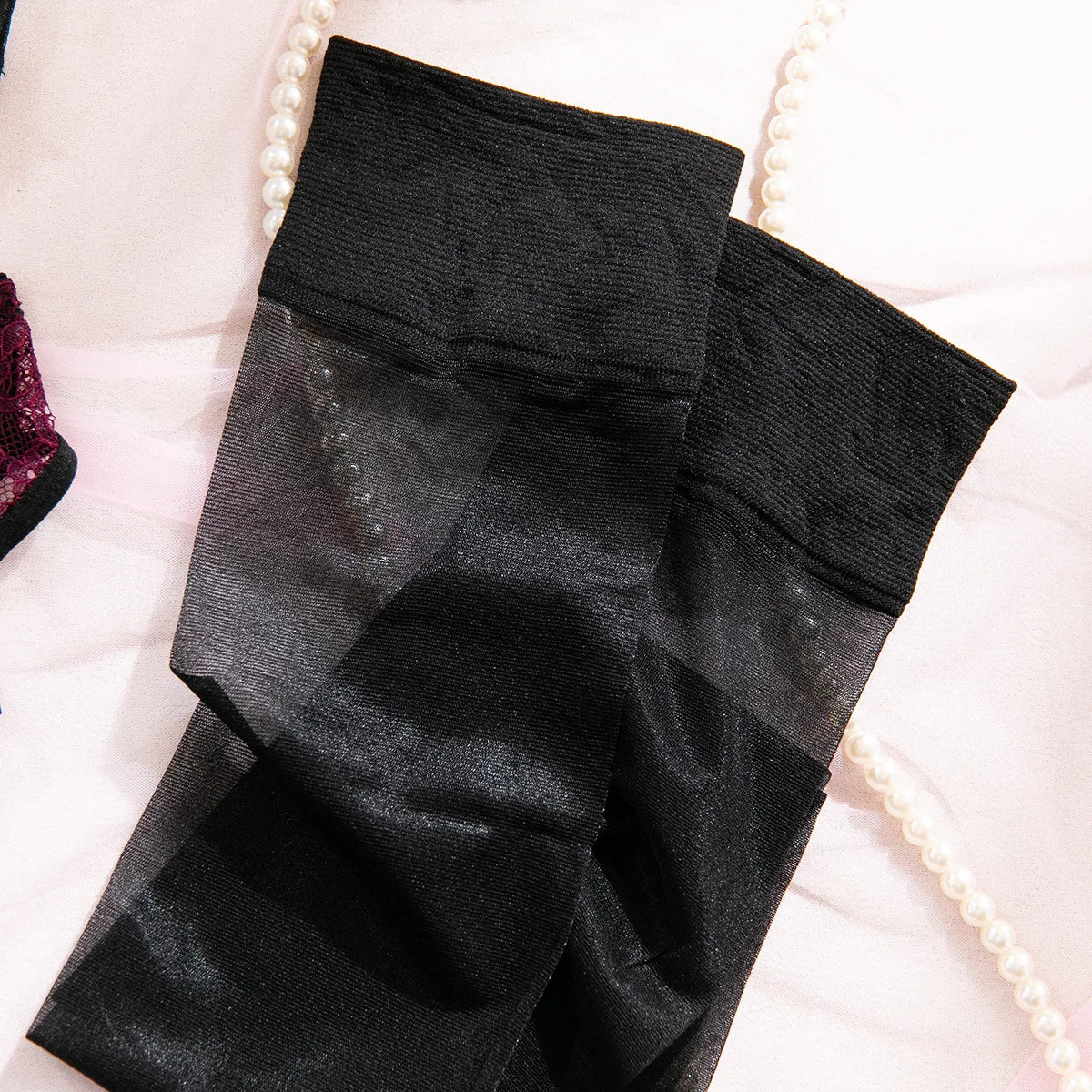 Women's 4-Piece Sheer Lace Lingerie Set Crisscross Strap Bra Garter Belt Long Socks Seductive Intimate Underwear