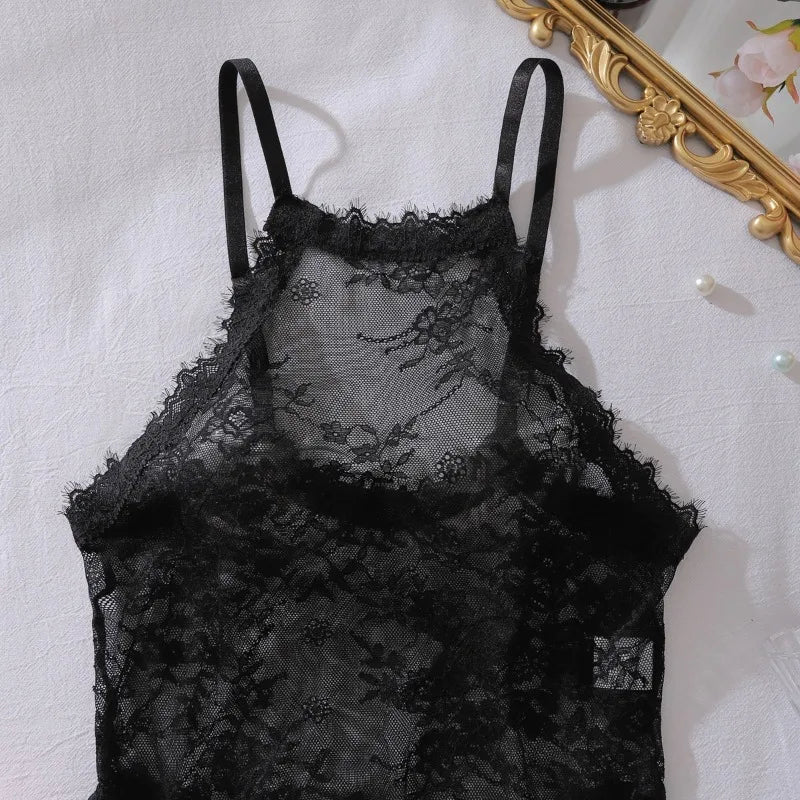 Seductive Bodysuits Sexy Open Crotch Backless Lingeries Ultra Hot Delicate Floral Lace See Through Body Thong Onepiece Underwear
