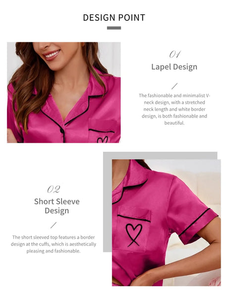 Luxury Satin Silk Women's Pajamas Set Short Sleeve Sleepwear Leisure Home Clothes Nightwear Comfortable Pyjamas for Women Pj Set
