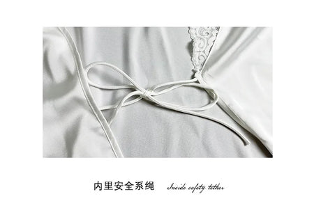 Bathrobes Satin Sexy Long Sleeve Loose Peignoirs For Women Robe White Wedding Dress Bride Dresses Spring Summer Sleepwear Robes