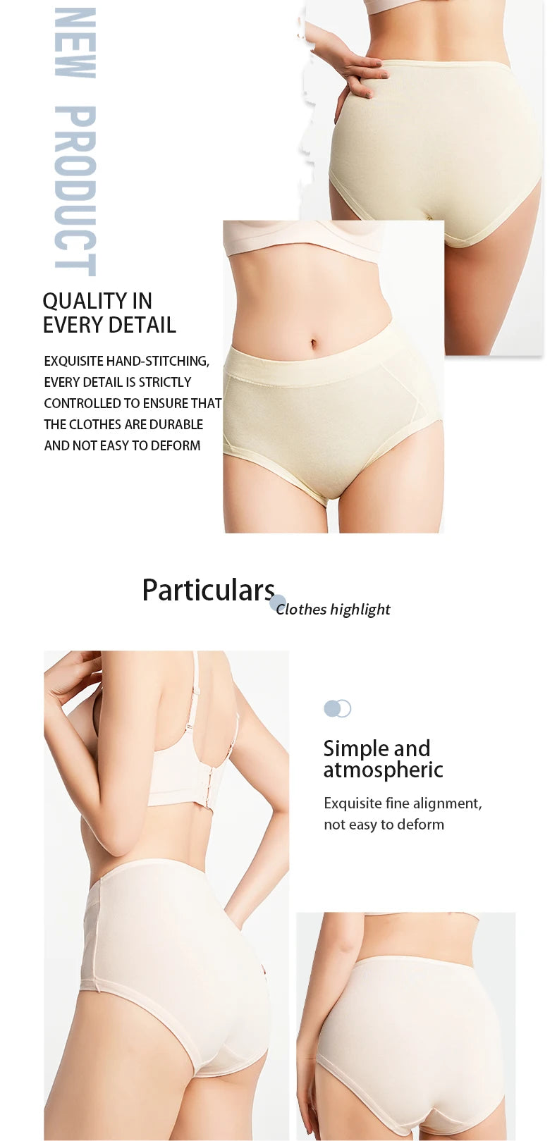 3Pcs Women's Cotton High Waist Panties Underwear Female Large Intimate Lingerie Briefs Woman Underpants Panty Panti New 2025