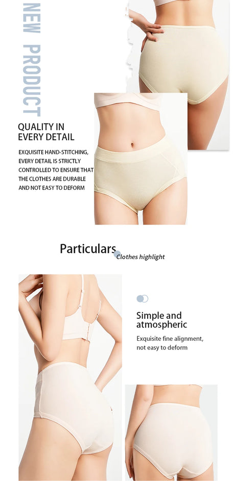 3Pcs Women's Cotton High Waist Panties Underwear Female Large Intimate Lingerie Briefs Woman Underpants Panty Panti New 2025