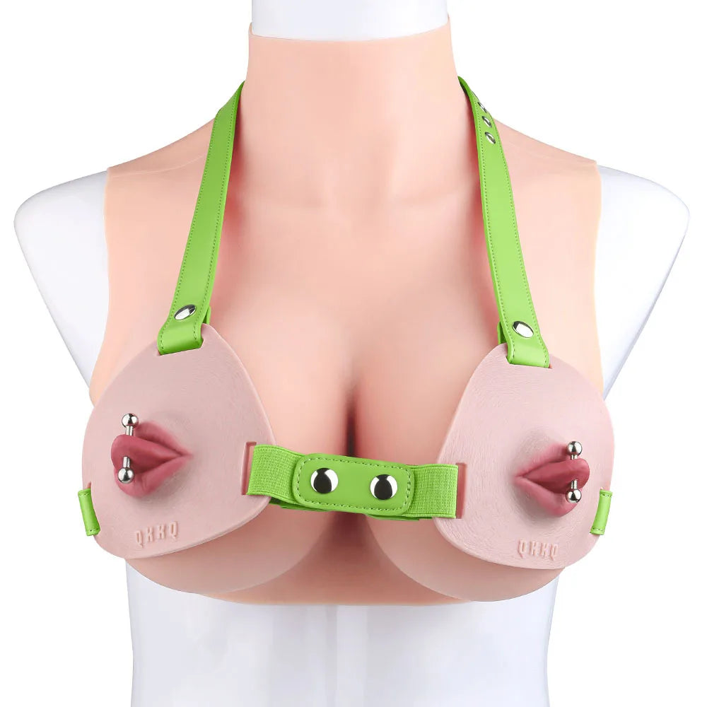 Female Fake Mouth Lip Ring Labia Wearing Silicone Lingeries Exotic Accessories Adjustable Underwear Couple Play Woman Adult Toys