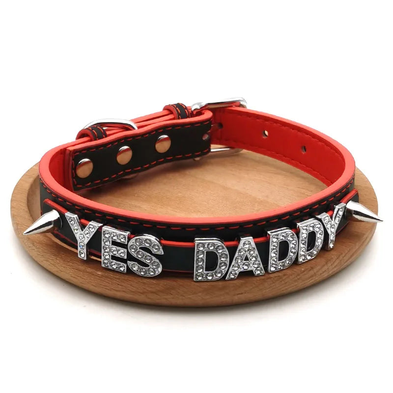 Sexy Customized Letters YES DADDY PRINCESS Rivet Spikes Collar Choker Necklace DIY Personalized Custom Chocker Cosplay Jewelry